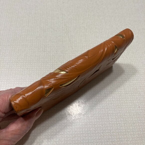 Like New Patricia Nash Cognac Evelyn Style Leather Wallet with cut outs - Picture 3 of 9